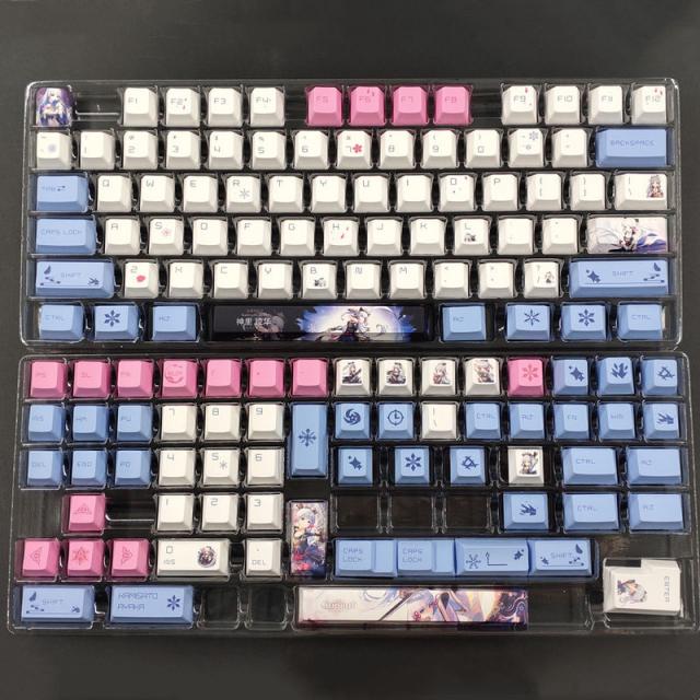 도자기키캡 128키 Genshin impact Xiao Keycaps PBT DYE 승화기, 화려하다, 오스트레일리아