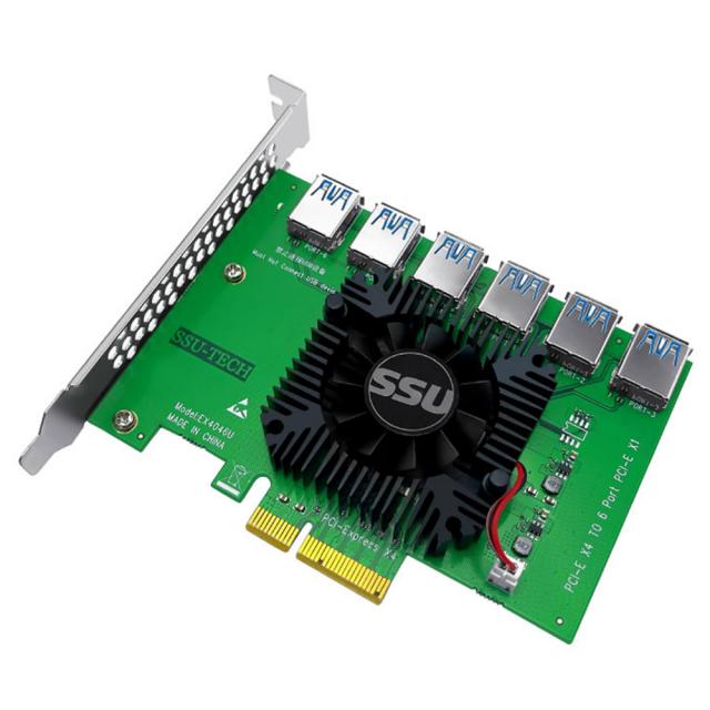 Retemporel SSU PCI 표현하다 1 에 6 라이저 카드 PCI-E 어댑터 PCIE 4X 포트 USB 3.0 익스텐더 비트코인 채굴기, 1개