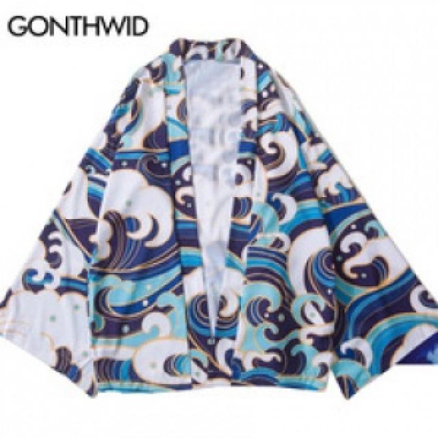  해외 남성상의 Gonthwid Sea Wave Stampa Kimono