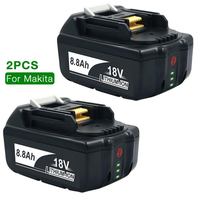 마끼다 호환 충전 배터리 18V 8.8Ah LED 표시기 리튬이온 호환 BL1860B 1세트(2PCS)