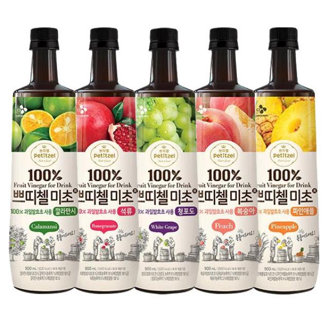 (무료배송)쁘띠첼 미초 900ml 5종 깔라만시 석류 청포도 복숭아 파인애플, 1세트