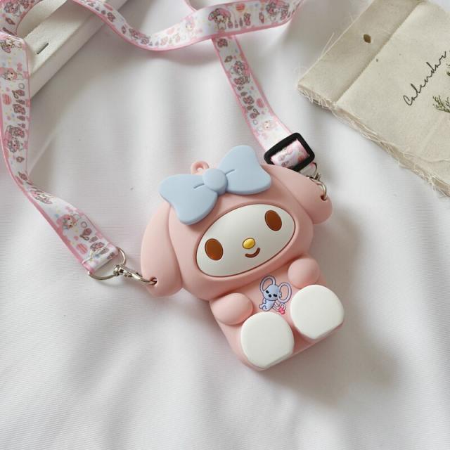 디즈니 예 쁜 키 즈 백 녀 러 블 리 하 이 머 메 이 크 업 소프트 모 션 실리콘 가방 소녀 심 스 름 미니 크로스 백 미니 크로스 백 어린아이 가 여름 에 입 는 리본 풀 토끼.