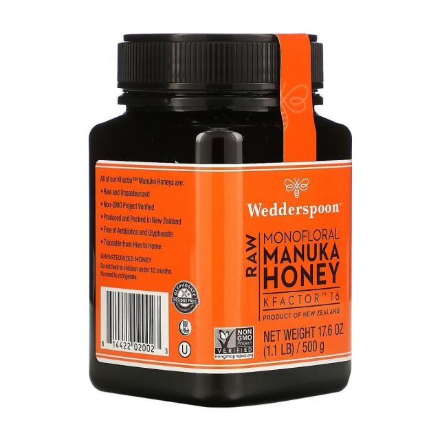 Wedderspoon Raw Monofloral Manuka Honey 웨더스푼 로우 단일화 마누카꿀 KFactor16 1.1 lb (500g) 1개