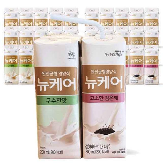 대상웰라이프 뉴케어 두가지 맛 혼합 (구수한맛+고소한검은깨맛) 200ml 30개, 30개