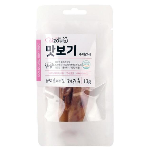 맛보기 수제간식 돼지귀 13g 애견간식 보더콜리간식 푸들간식 애견수제간식 불도그간식 수제강아지간식, 1개