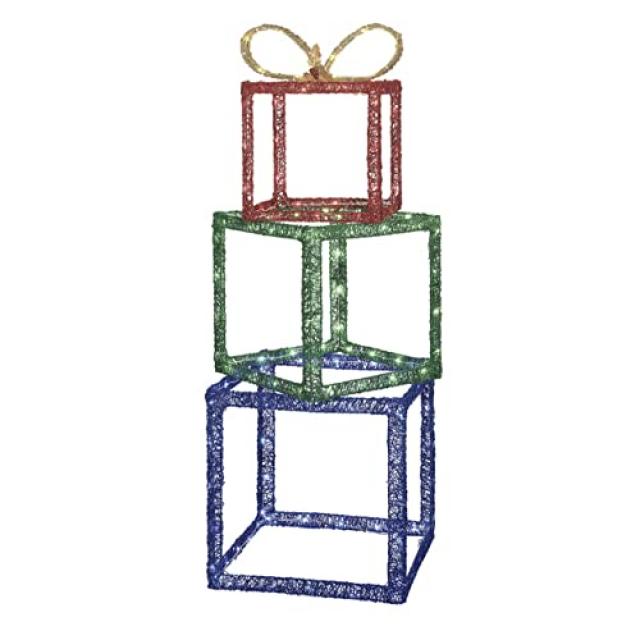 크리스마스 선물 장식에 불이 들어와 대형 GIFTBOX 종이 더미를 선물합니다., 본상품