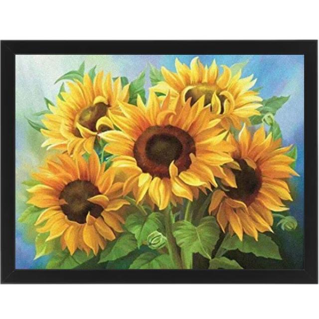 액자세트 DIY 보석 큐빅 비즈 십자수 30x40 cm, 블랙, 50.만개 해바라기