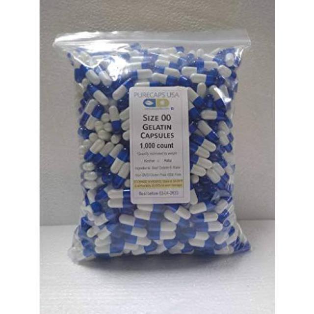 PurecapsUSA - Sapphire Blue/White Fillable Empty Gelatin Caps/9828267, 상세내용참조