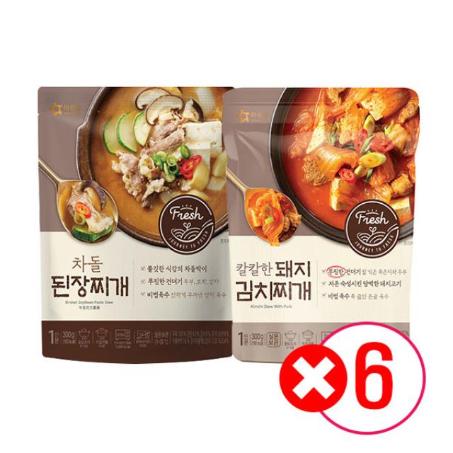 아워홈 차돌된장찌개 300g 6개 + @ (총 12개 모음), 차돌된장찌개 6개+돼지김치찌개 300g 6개