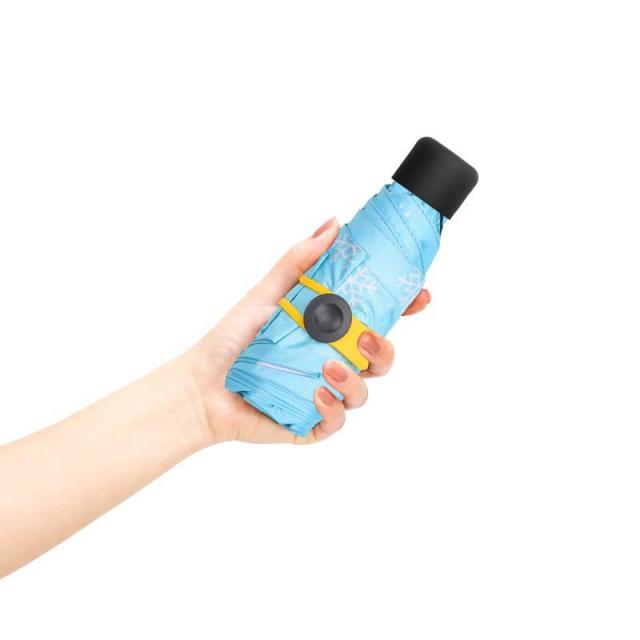 여우목 초경량 우산 여우주선 차양 자외선 차단 흑교 우산 0차입 접은 청우겸용 미니 5 첩 우산 눈꽃우산~하늘색