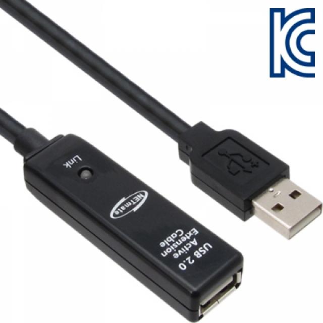 넷메이트 10M USB2.0 리피터 10m (LED 전원 아답터 포함) 증폭기 마이크케이블 리피터 송수신기 케이블 음향기 모니터 네트워크, 본상품 선택