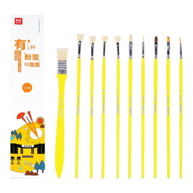 미방이 부유해지기를 기원함 물핑크 유화 아크릴 나일론 화필 6즈 미술생 전용 상고머리 색채 안료 펜초보자 학생 단층, 바라다 레몬 엘로 10 개 포장