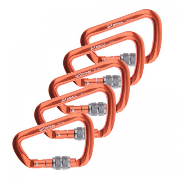 STK28kn 알루미늄 screwgate d 유형 등반 구조 carabiner 5 조각, 주황색