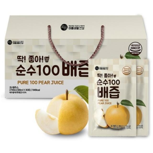 미쁨생활건강 딱좋아 순수100 배즙, 90ml, 50개