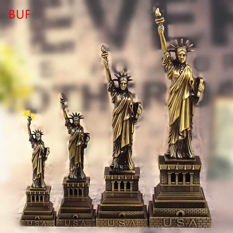 Buf 금속 자유의 여신상 무료 여신 조각 모델 공예 미국 홈 장식 액세서리 장식품, 15cm Hight