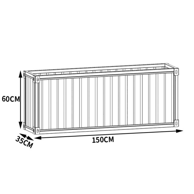 야외 단철 꽃 상자 조합 사무실 파티션 울타리 상업 거리 판매 부서 산업 스타일 컨테이너 화단, 150x35x60