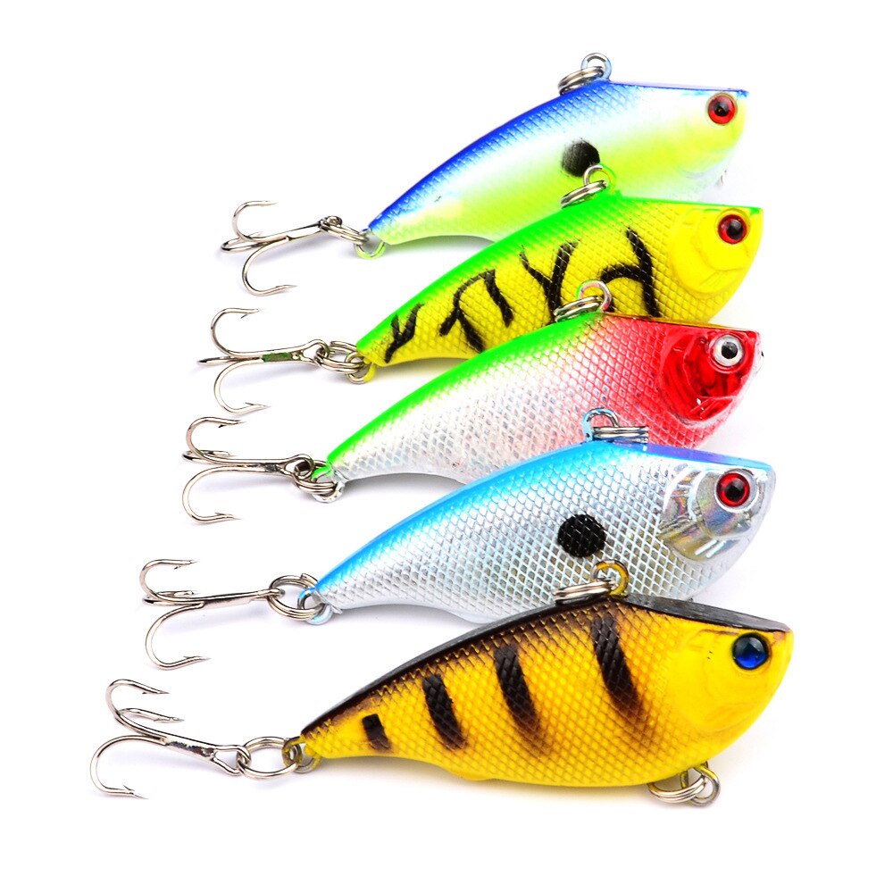 5 개/대 긴 던지기 vib 낚시 유혹 55mm 7.5g swimbait 소리 wobbler 6 # 후크 바다 낚시 크랭크 베이트 인공 생체 공학 미끼, 5pcs C