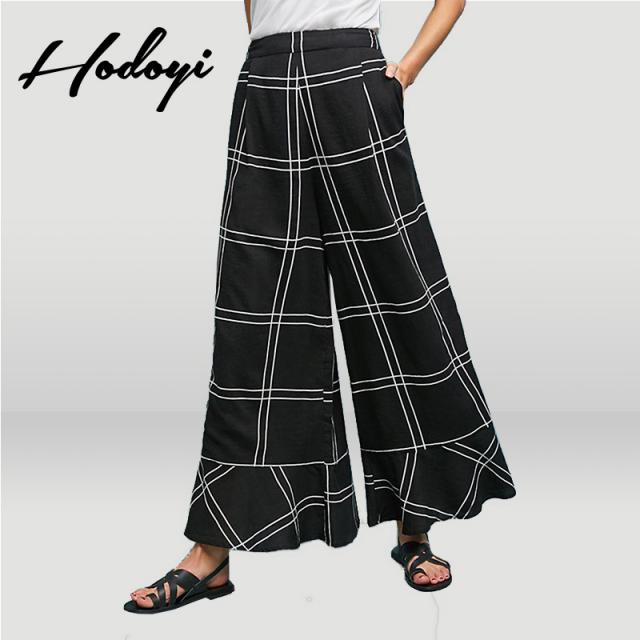 호두이 여신 범 루즈 하이 웨이스트 프릴 밑단 부딪힌 채 큰 칸 차차 살을 가리고 날씬해 보이는 와이드 레그 여