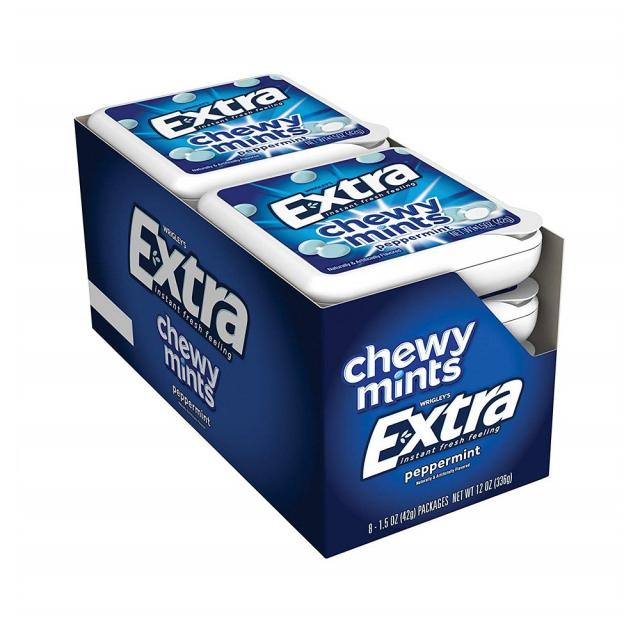 엑스트라 츄위 민트 페퍼민트 Extra Chewy Mints Peppermint 1.5oz(42g) 8팩, 42g