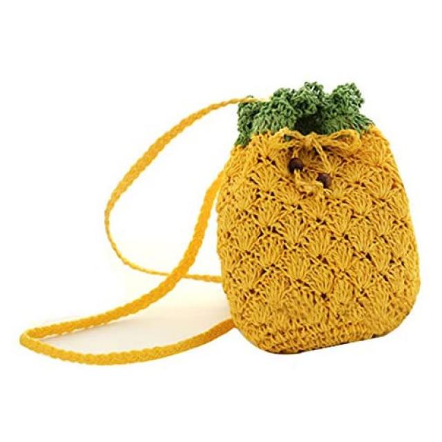 미니 크로스백 파인애플/딸기 택1 재고 극소량 Monique Girls Fruit Shape Straw Handbag Small Tote Mini Cross-body Bag Shoulder Bag Purse