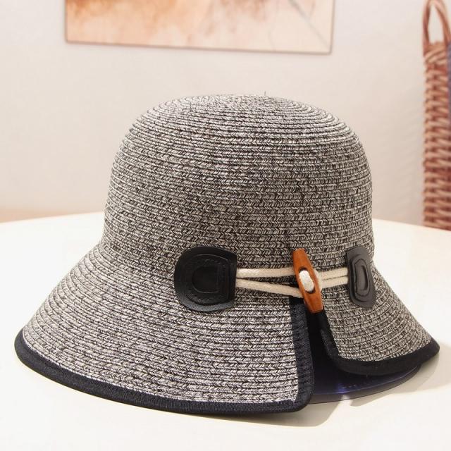 단아한 낙숫물 형 언발 디자인 감각 벙거지 햅번 여성 폴딩 우아한 핸드메이드 썬캡