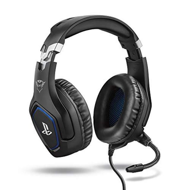 Trust Gaming Headset GXT 488 Forze - 공식적으로 PlayStation용으로 허가됨 - 접는 마이크와 조절 가능한 헤드밴드가 있는 PS4 및 PS5 헤드셋, 3.5mm, 유선형 오버이어 헤드폰 - 블랙 -16194