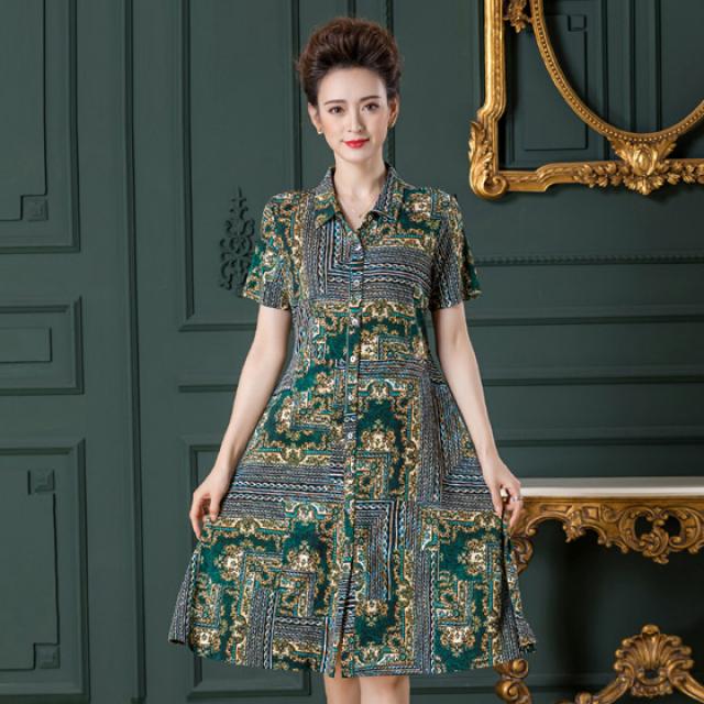 DIPYLON 중년여성 고급스타일 엄마옷 연역 허리라인이 날씬해 보이는 누에실 니트 원피스 여 추상