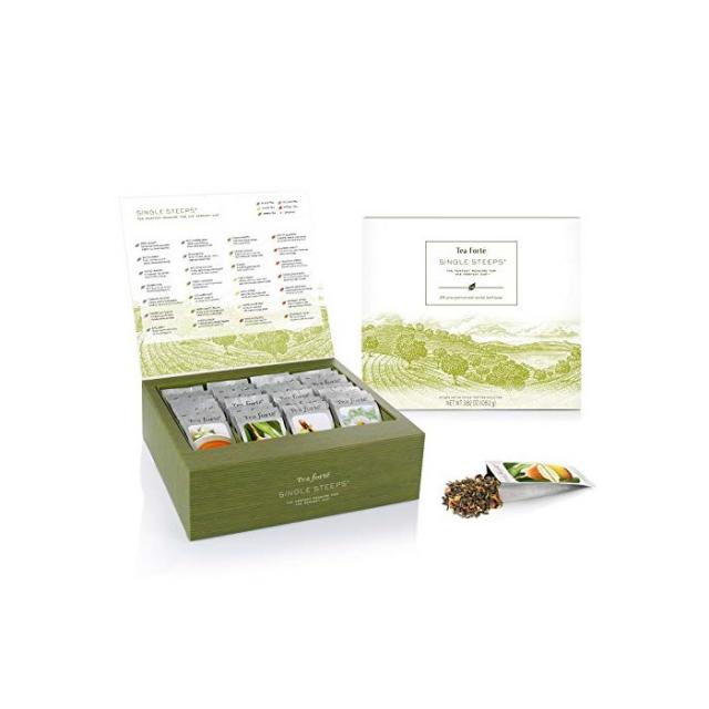 Tea Forte SINGLE STEEPS Loose Sampler Assorted Variety TEA CHEST Gift Set 28 Different, Classic, One Color