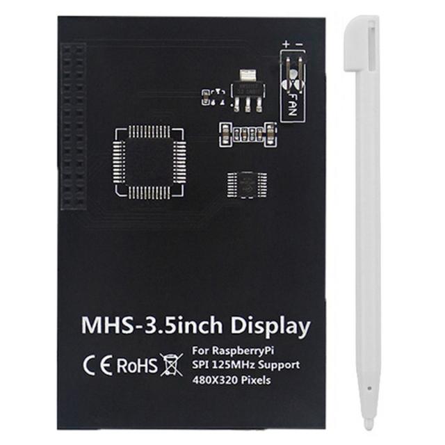 Retemporel 3.5 인치 Mhs 터치 스크린 480X320 라즈베리 파이 4B/3B+/3B TFT LCD 모듈 디스플레이(터치펜 포함), 블랙, 1개, 검은 색