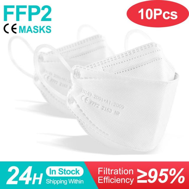 컬러 피쉬 마스카라 FFP2 KN95 마스크 한국 인증 마스카라 fpp2 동질가 호흡기 ffp2mask ce 재사용 가능한 마스크 마스크, adult white 10pcs_1