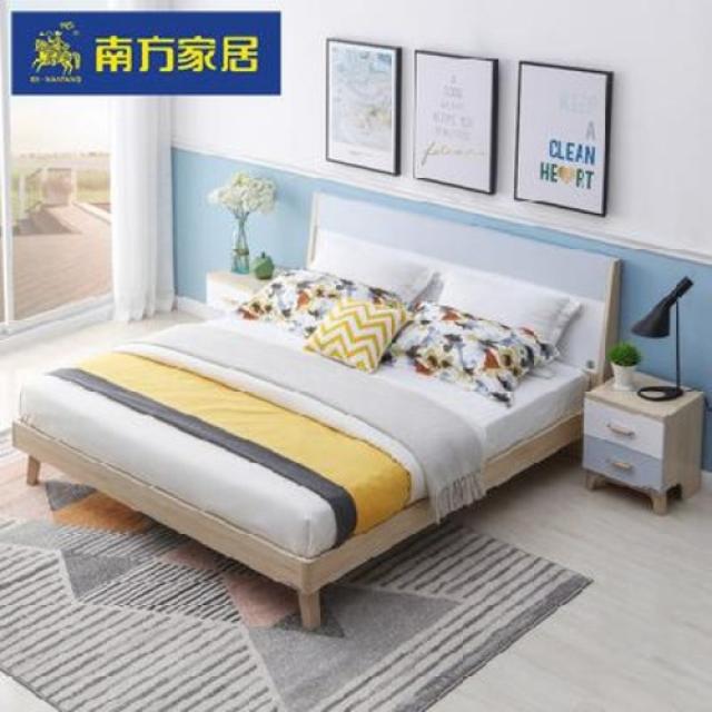 가구 B 남측 집 침실 2인용 침대 1.8m1.5 북유럽 심플 모던 침대 주 와고박스 수납대, 01 북유럽 일반 2인용 침대[단상 원목 발, 01 1500mmx2000mm, 01 조립식 선반