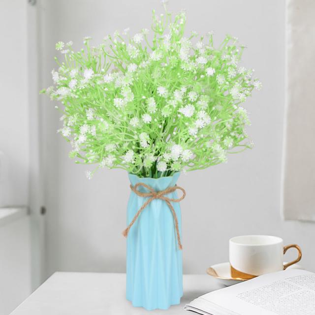 별 가득 가짜 꽃 참말야 꽃꽂이 거실 진열 TV장 분재 식탁 비닐 장식, 버건디 안개꽃 하얀꽃