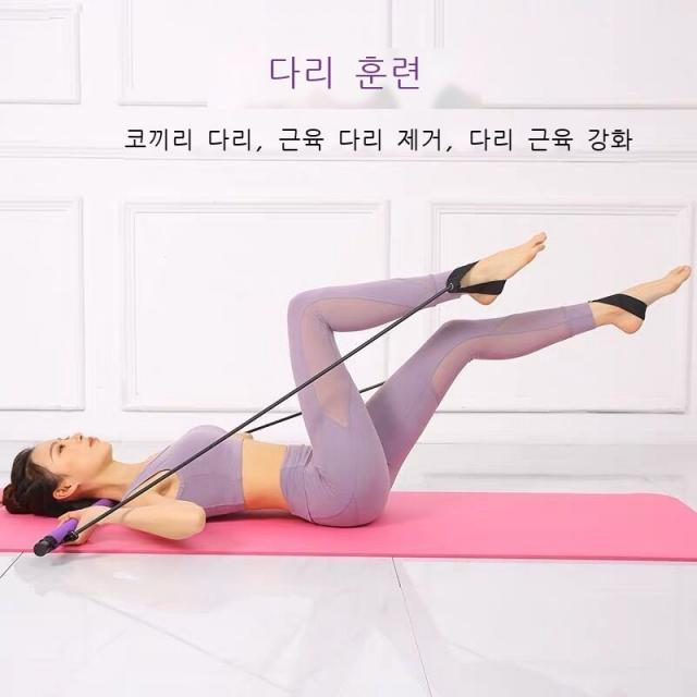 필라테스봉 헬스봉 요가 기재 가정용 다기능 스트레칭 끈 스트레칭 벨트 등 훈련기, 【기함형】메리야스 (자색), [보증금 끊기 - 품질보증 5년]