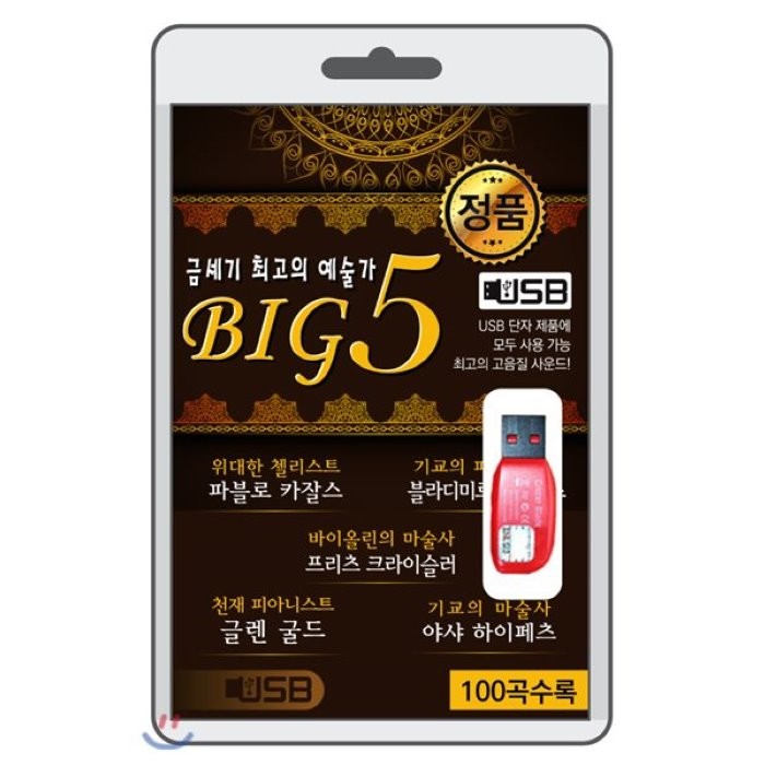 (USB) BIG5 (금세기 최고의 예술가) : CD가 아닌 USB입니다., 블루레이코리아 주식회사, Pablo Casals,Vladimir Horow..., 음반/DVD