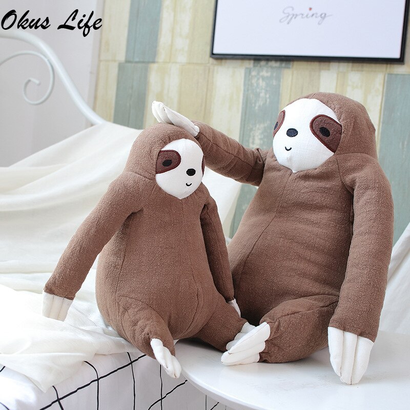 부드러운 시뮬레이션 동물 쿠션 귀여운 박제 나태의 장난감 봉제 sloths 부드러운 장난감 plushie 인형 베개 키즈 생일 선물 홈 장식, Brown^+0