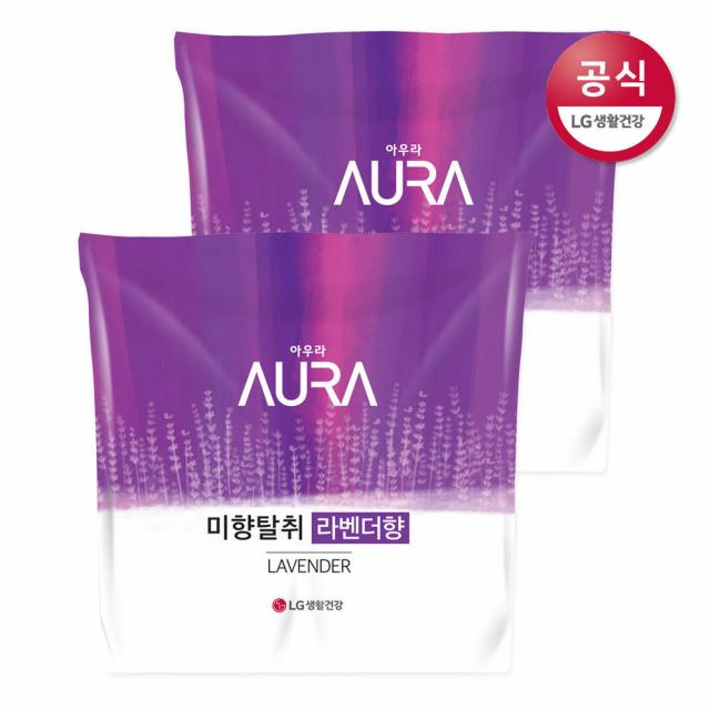 [신세계TV쇼핑]LG생활건강 아우라 미향탈취 라벤더향 용기 400ml 2입 x2개, 미향탈취 라벤더향용기 400ml x2개, 1