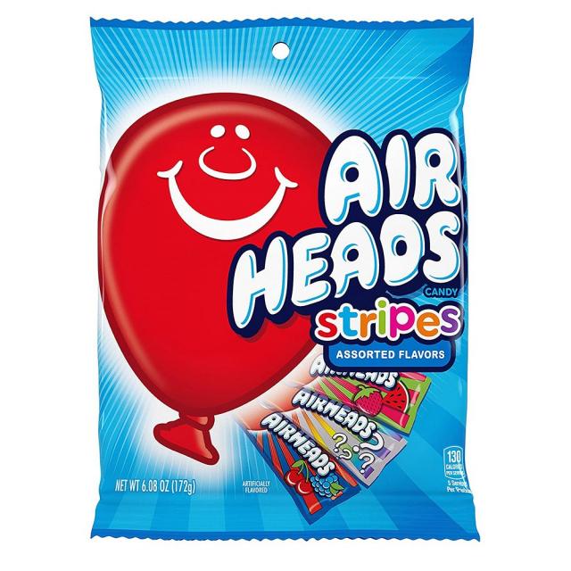 Airheads Striped Mini Bars Candy Variety Bag 개별적포장 스트라이프 미니바 캔디 12팩 페인트 눈깔 금연 산부간식 사탕, 1set