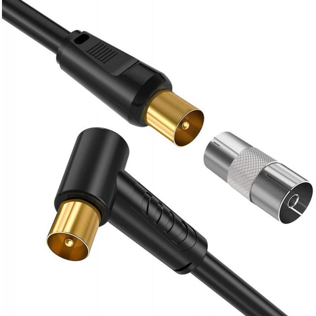 영국직배송 5M TV 안테나 동축 케이블 수컷에서 수컷으로 보조적 우측 각도 위성 케이블 RF TV 안테나 Sky/SkyHD 버진 BT, 단일옵션, 단일옵션