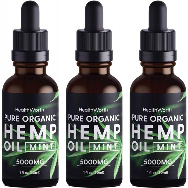 (3팩) Hemp Oil 5000mg - 순수 유기농 추출물 스트레스와 긴장감 감소 유연성 유지 수면 상태 양호, 1