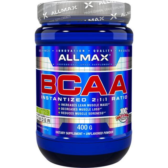 [직구 ALLMAX Nutrition] 100% 순수 미분화된 BCAA 일본 등급 분지사슬아미노산 글루텐 프리 80회분 400 g, 1개