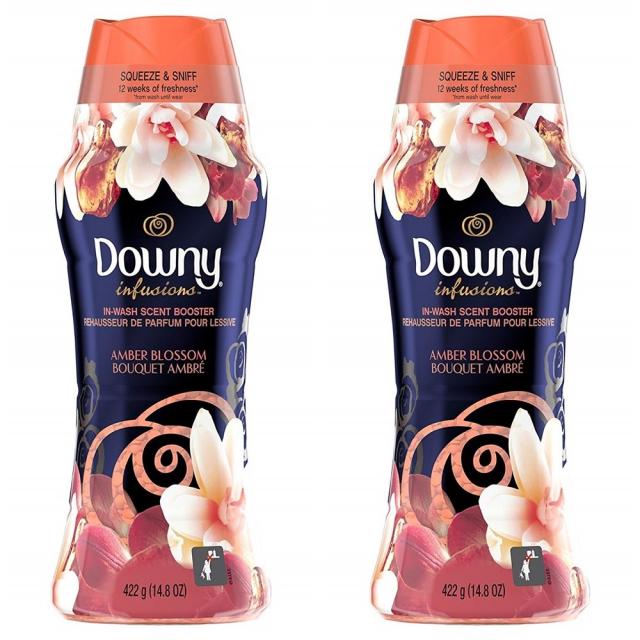 다우니 섬유 유연제 422g 2팩 센트 부스터 인퓨전 앰버 블라썸 향 Downy Infusions in-Wash Scent Booster Beads Amber Blossom 14.8 Ounce, 1set