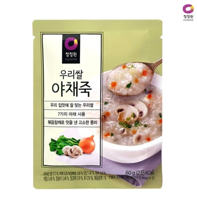 다봄마켓 [청정원] 7가지야채와 볶음참깨로 고소한~우리쌀 야채죽 60g, 1개
