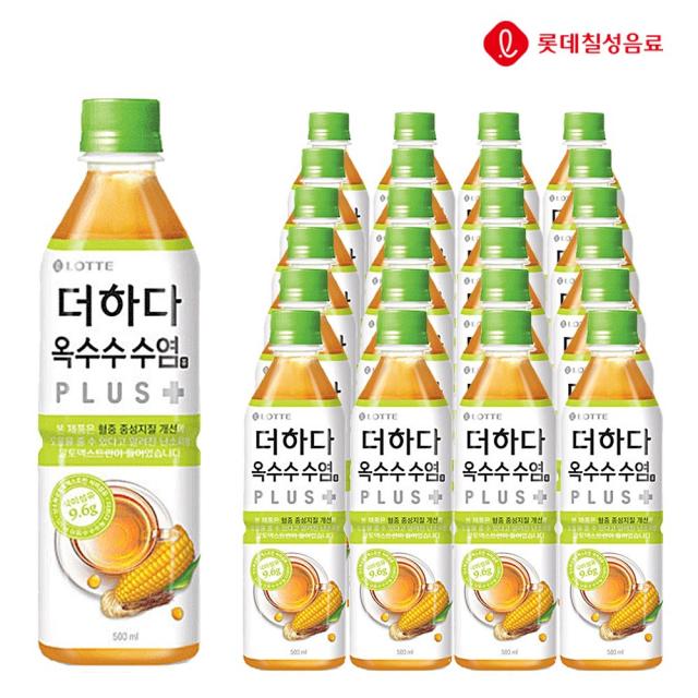 롯데 더하다 옥수수수염차 플러스 500ml X 24개 액상차 펫음료 식이섬유음료, 24개, 500ml