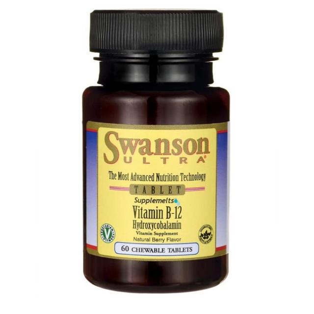 Swanson 스완슨 비타민B12 히드록소코발라민 1000mcg 60츄어블 악성빈혈 브레인포그, 1mg, 1개