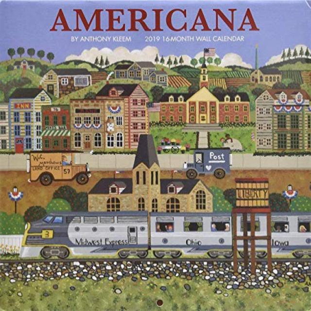 Americana by Anthony Kleem 2019 Wall Calendar 16 Months 11” X 22” Anthony Kleem의 2019 년 달력 월별 달력 16, nullSET