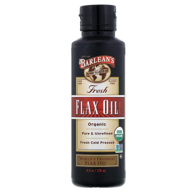 Barleans 발린스 유기농 신선한 아마씨 유 오일 236ml Organic Fresh Flax Oil 8 fl oz, 1개