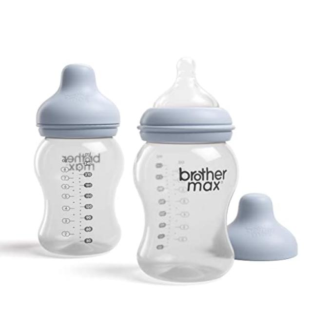 NMT 모유 수유 아기를위한 모유 젖병 모유 수유 신생아 유방 유사 결장 방지 밸브 이지 [8 Ounce- Blue] - P037607RKRSXV64, 8 Ounce- Blue