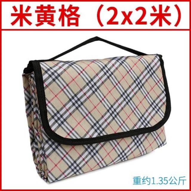 망홍 동형 텐트 좌중가후 소풍 천 옥스포드지 매트 방습 초경량 방수지 포 아웃, 베이지 체크 2x2mA26