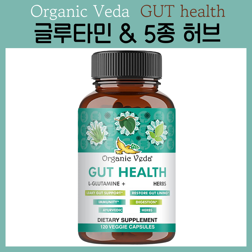 Organic veda Gut Health 글루타민 알로에 감초 호로파 120캡슐 X 1통