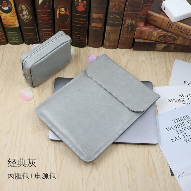 노트북가방 사용 Lenovo구세주 Y7000이너백 310s컴퓨터가방 14인치노트북 Ideapad320S컴퓨터 보호커버 트렌디 5000구세주 r720컴퓨터가방 15.6가죽커버, C04-우아그레이(PU이너백+전원선파우치)